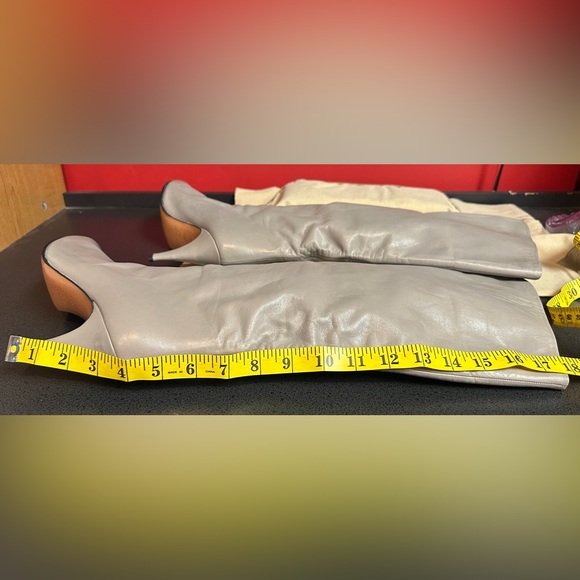 Vintage Chantal Slouch Knee Boots Gray Smooth Leather Women’s Size EU/39.5 US/8 - Picture 9 of 16